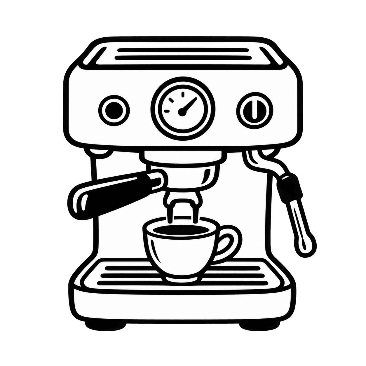 Illustration of an espresso machine pouring a cup